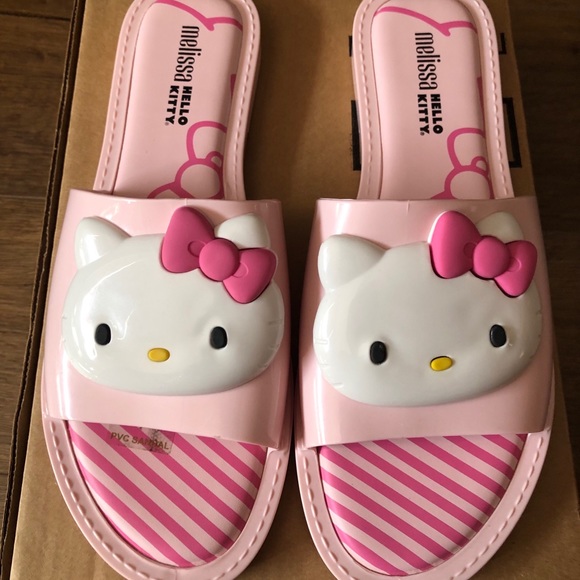 Two Pairs Left! HELLO KITTY-NWT Melissa Pink Women's Sandals - Picture 5 of 8